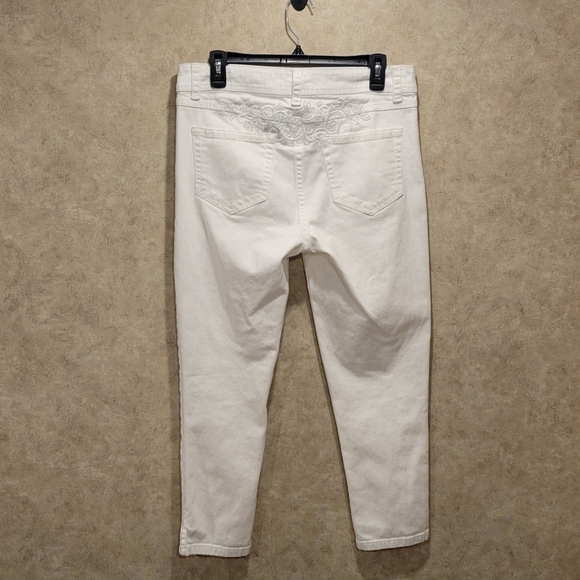 Cache SZ 8 White Embellished Crop Skinny Stretch Jeans - Picture 3 of 12